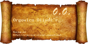 Orgovics Olivér névjegykártya